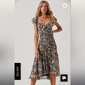 DEVEREAUX CUTOUT FLORAL MIDI DRESS
